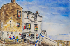 Robin Hoods Bay at the end of Wainwrights Coast to Coast Coast to Coast  walking route  Watercolour on Arches 300 g 140lb Original 12 inches by 16 inches by Lorna Markillie