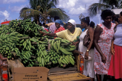 Local women buying bananas in St Martin Caribbean