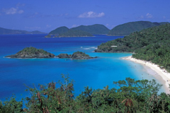 Overlooking crystal-clear Trunk Bay, St John, US Virgin Islands Caribbean